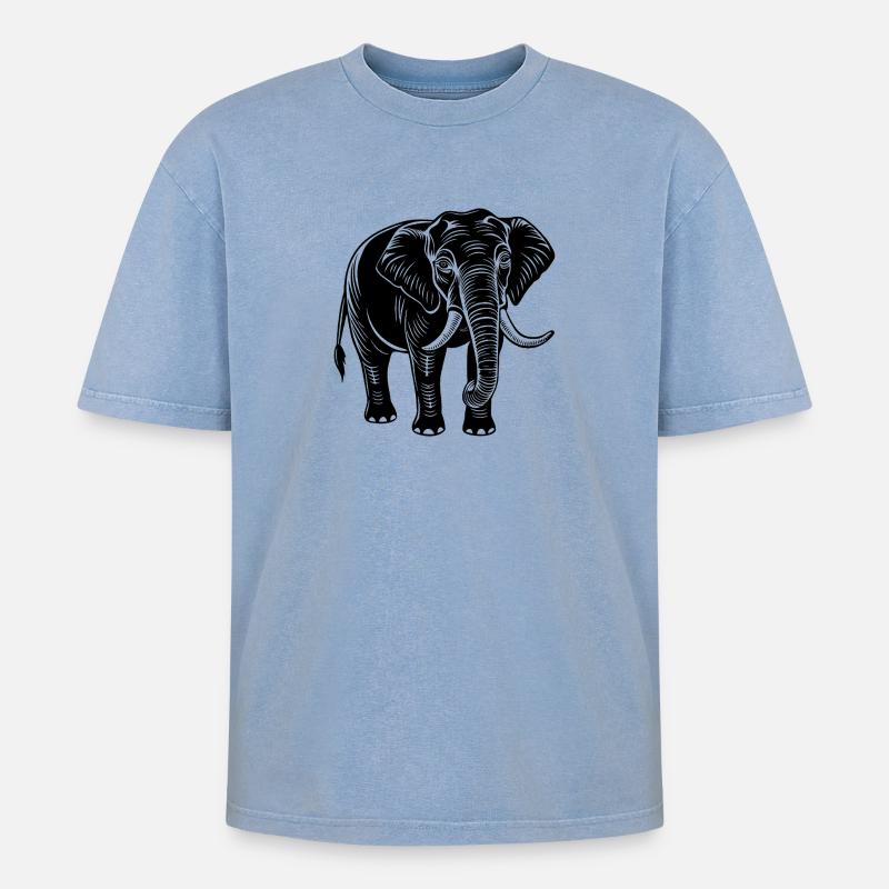 Éléphant - T-shirt Premium unisexe oversize acid-washed - bleu délavé acide