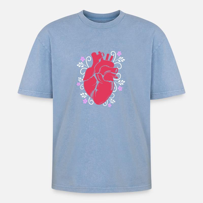 Cardiogram, cardiography, sonography, ultrasound - Oversized Unisex Premium Acid-Washed T-Shirt - acid washed blue