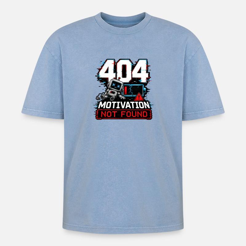 404 Motivation Not Found Roboter - Oversized Unisex Premium Acid-Washed T-Shirt - Blau Acid Wash