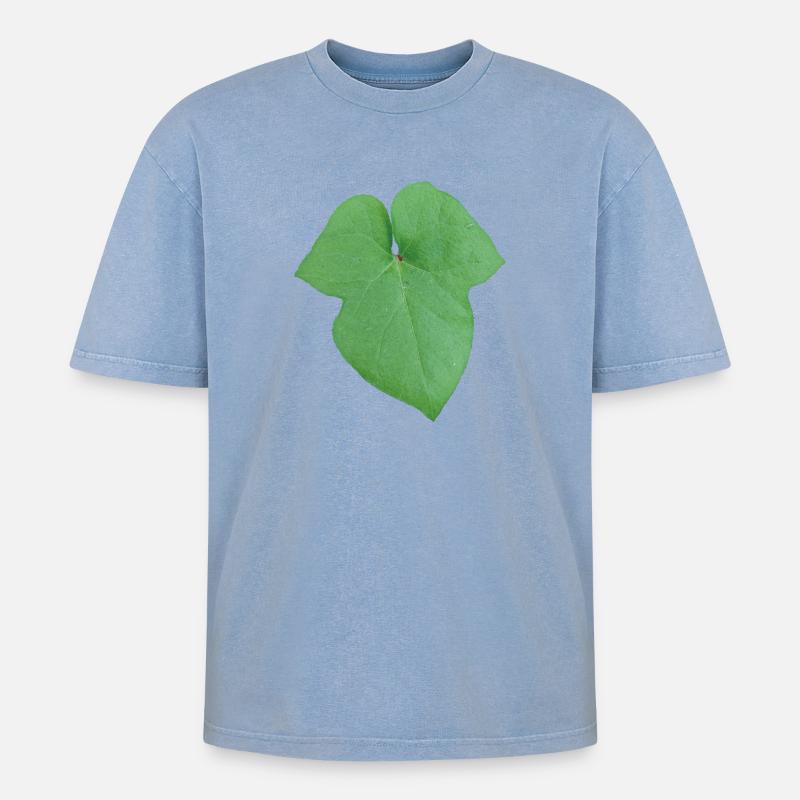 Green_Leaf_-_Tiny_Red_Spider - T-shirt Premium unisexe oversize acid-washed - bleu délavé acide