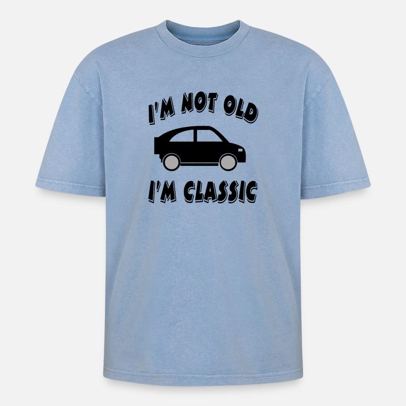 Auto - Oversized Unisex Premium Acid-Washed T-Shirt - Blau Acid Wash