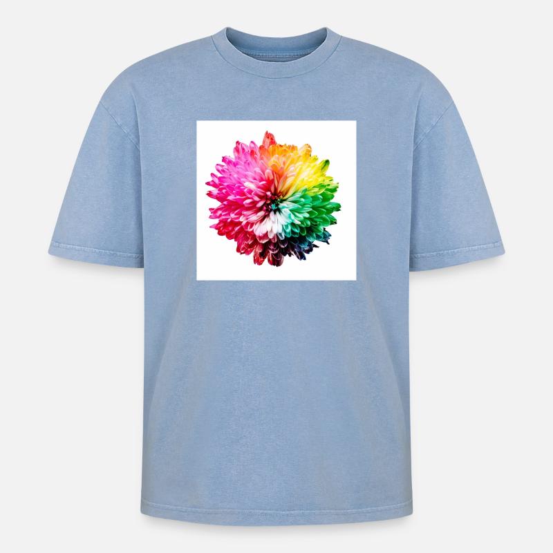 Explosion de la Fleur Arc-en-ciel - T-shirt Premium unisexe oversize acid-washed - bleu délavé acide