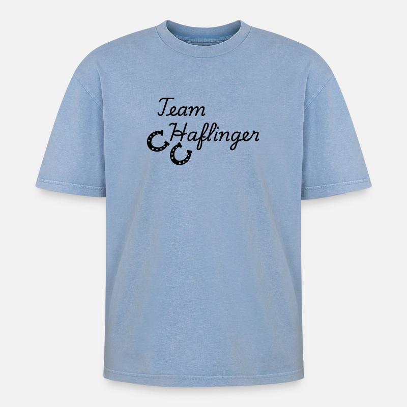 Team Haflinger - Oversized Unisex Premium Acid-Washed T-Shirt - Blau Acid Wash