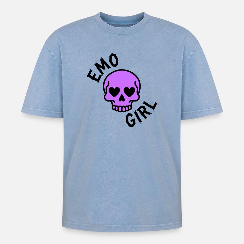 Fille emo - T-shirt Premium unisexe oversize acid-washed - bleu délavé acide