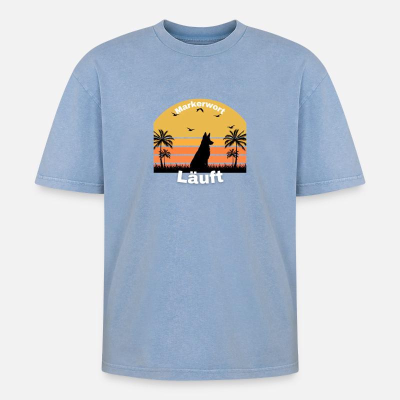 Exécution de mots de repère - T-shirt Premium unisexe oversize acid-washed - bleu délavé acide