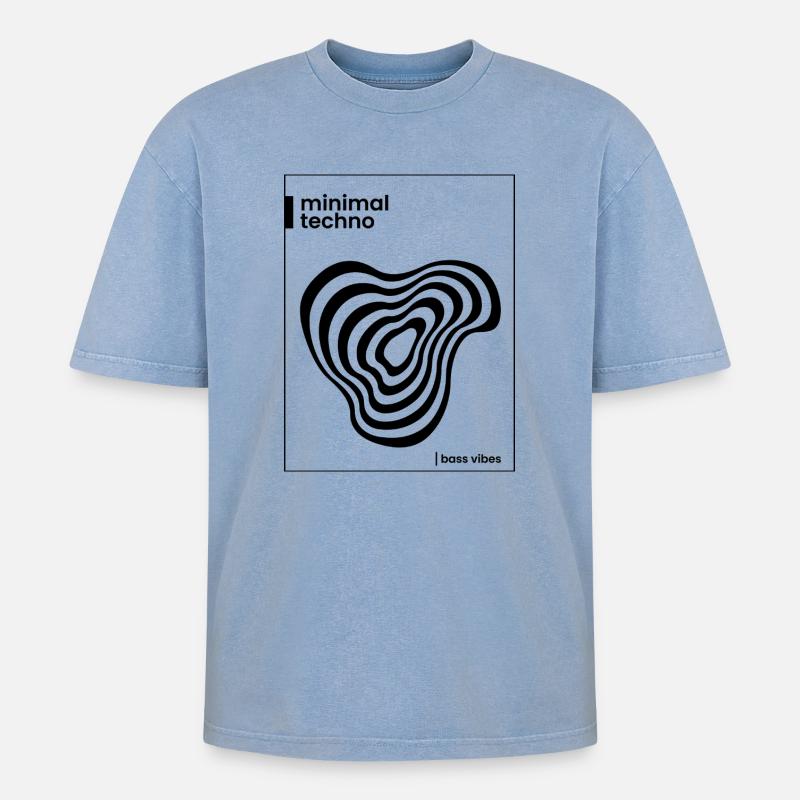Conception minimale de l’affiche techno - T-shirt Premium unisexe oversize acid-washed - bleu délavé acide