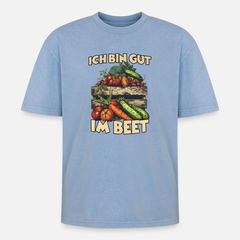 Hochbeet Gemüse Gartenarbeit Selbstversorger - Oversized Unisex Premium Acid-Washed T-Shirt - Blau Acid Wash