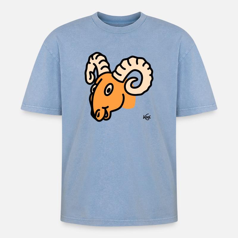 Widder groß - Oversized Unisex Premium Acid-Washed T-Shirt - Blau Acid Wash