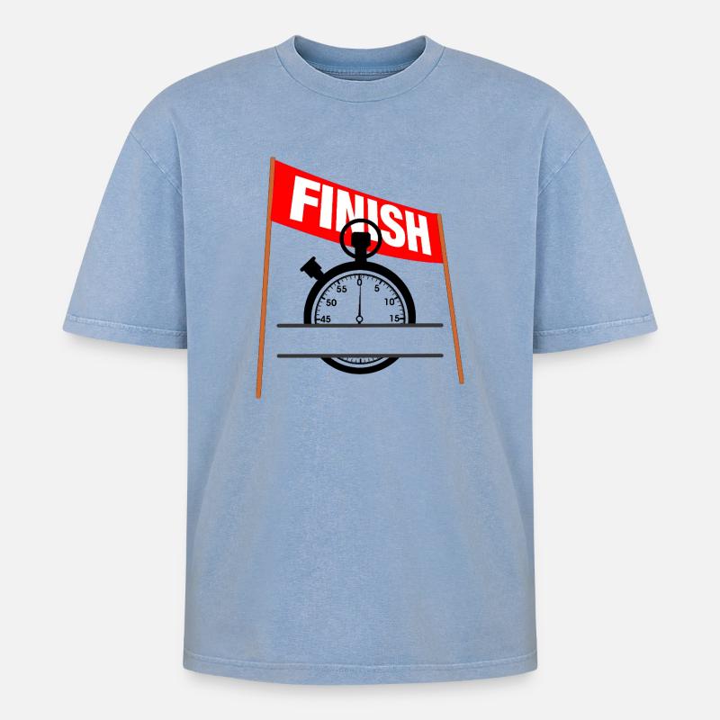 Temps d’arrivée de la course – Édition chronomètre - T-shirt Premium unisexe oversize acid-washed - bleu délavé acide