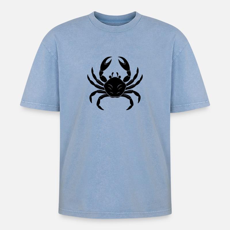 Krabbe - Oversized Unisex Premium Acid-Washed T-Shirt - Blau Acid Wash