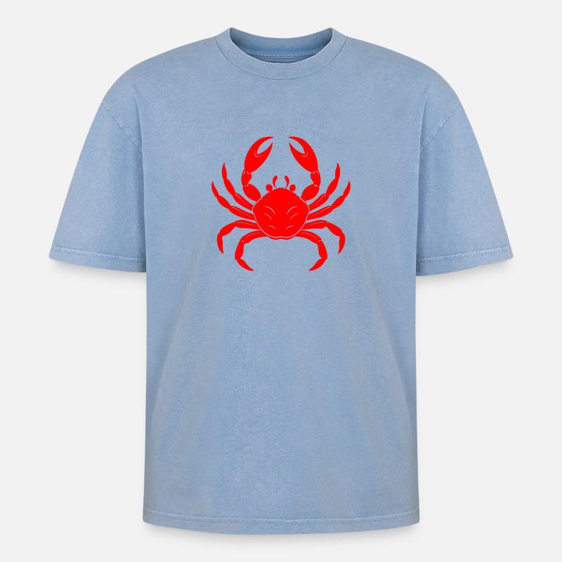 Krabbe - Oversized Unisex Premium Acid-Washed T-Shirt - Blau Acid Wash