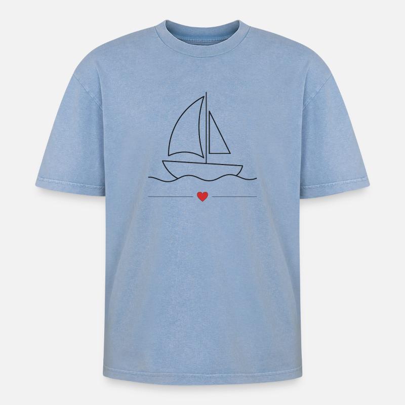 Motorboot-Sportboot - Oversized Unisex Premium Acid-Washed T-Shirt - Blau Acid Wash