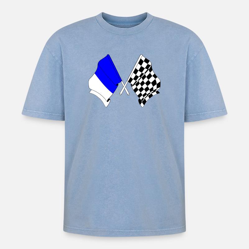 Drapeaux de course de Spa - T-shirt Premium unisexe oversize acid-washed - bleu délavé acide