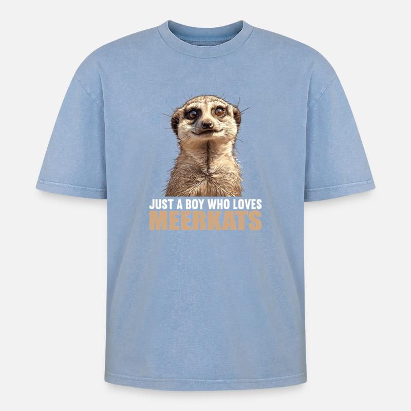 Suricate Erdmännchen - T-shirt Premium unisexe oversize acid-washed - bleu délavé acide