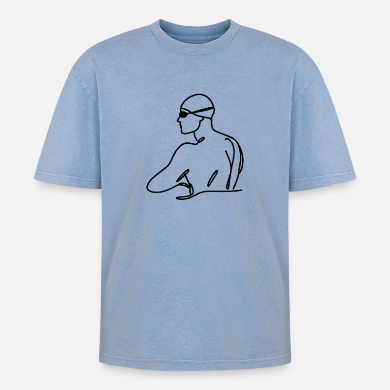 Float Graphic - Oversized Unisex Premium Acid-Washed T-Shirt - acid washed blue