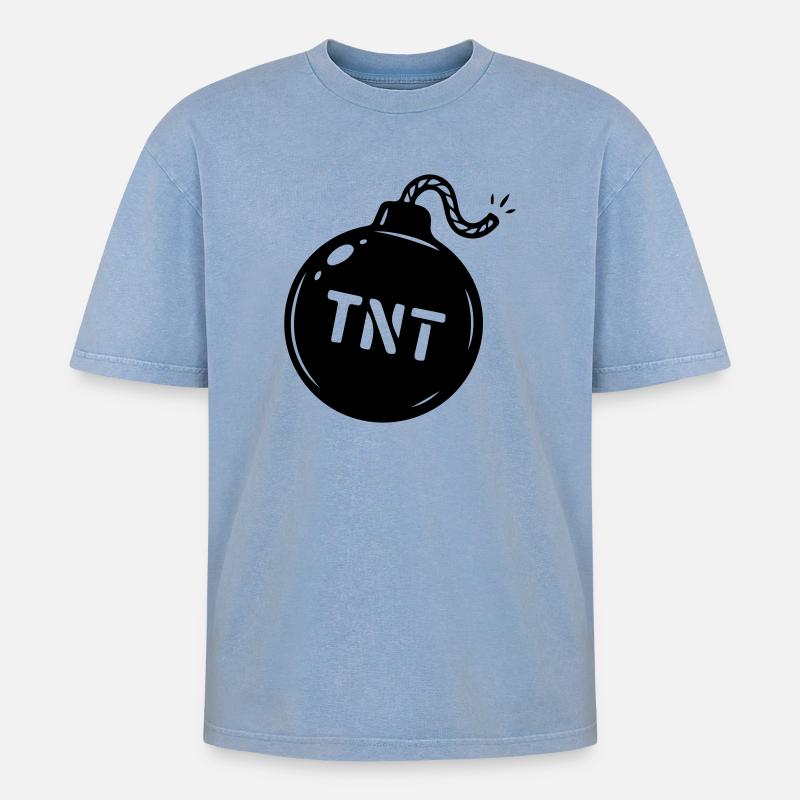 Bombe TNT Symbol - Oversized Unisex Premium Acid-Washed T-Shirt - Blau Acid Wash