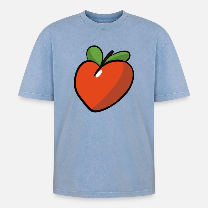 Peche_coeur - Oversized Unisex Premium Acid-Washed T-Shirt - Blau Acid Wash