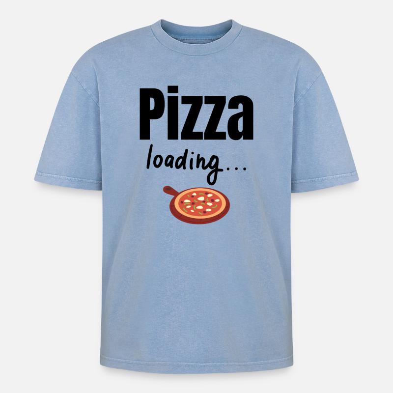 Pizza loading - Oversized Unisex Premium Acid-Washed T-Shirt - Blau Acid Wash