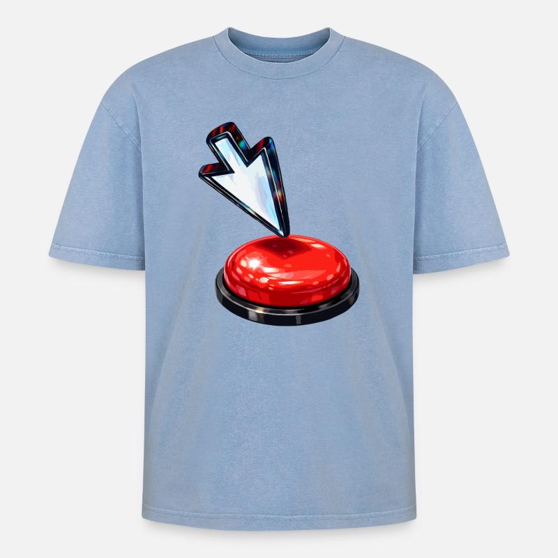 Bouton flèche vers le bas - T-shirt Premium unisexe oversize acid-washed - bleu délavé acide