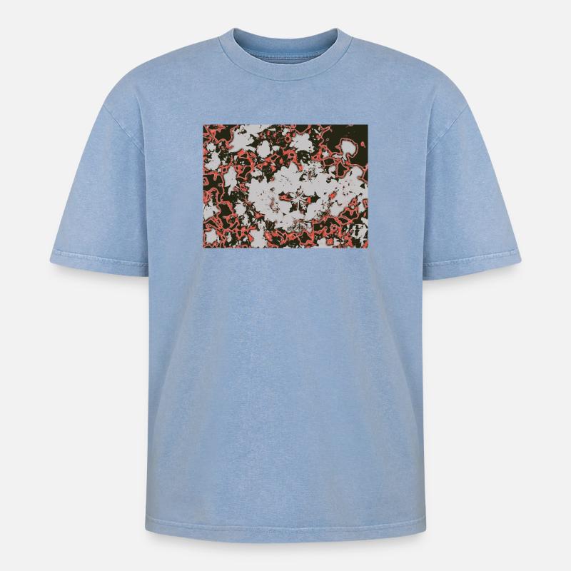 Red Nebula Abstract Pattern - Oversized Unisex Premium Acid-Washed T-Shirt - acid washed blue