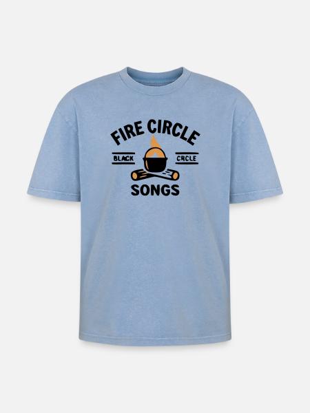 Campfire Kettle Cooking Outdoor Camping - Oversized Unisex Premium Acid-Washed T-Shirt - acid washed blue