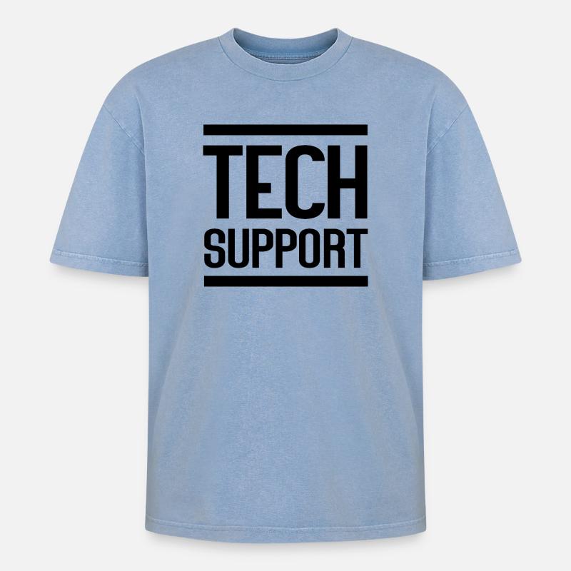 Tech Support - Oversized Unisex Premium Acid-Washed T-Shirt - acid washed blue