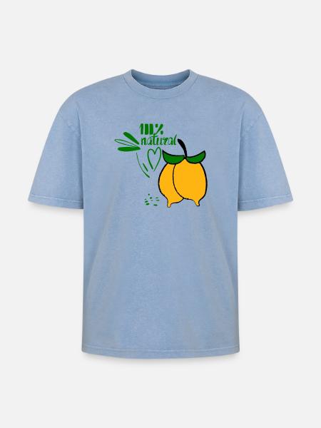 Lemons - Oversized Unisex Premium Acid-Washed T-Shirt - acid washed blue