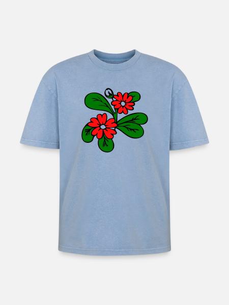 Blüten Fantasie - Oversized Unisex Premium Acid-Washed T-Shirt - Blau Acid Wash