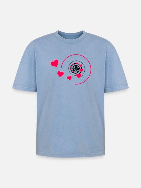 Love - Oversized Unisex Premium Acid-Washed T-Shirt - Blau Acid Wash