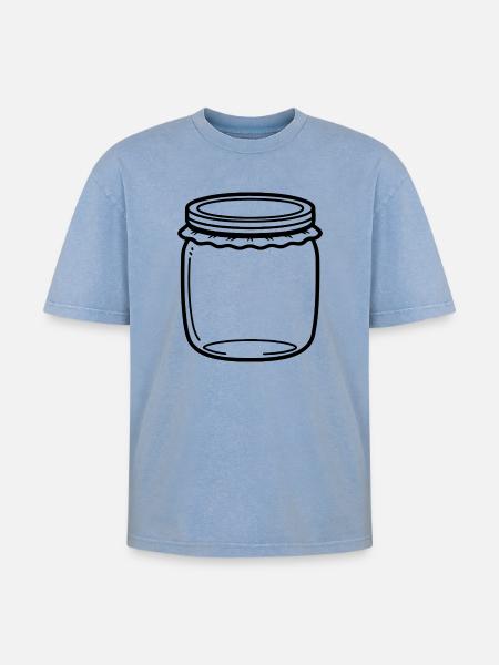 Jam Jar Outline - Oversized Unisex Premium Acid-Washed T-Shirt - acid washed blue