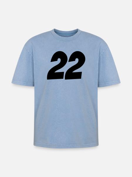 22- - Oversized Unisex Premium Acid-Washed T-Shirt - Blau Acid Wash
