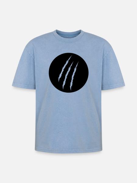 claw - Oversized Unisex Premium Acid-Washed T-Shirt - acid washed blue