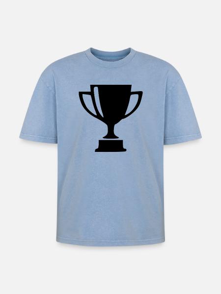 Cup Sports Competition Gift - Oversized Unisex Premium Acid-Washed T-Shirt - acid washed blue