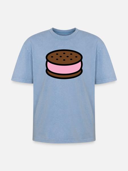 Eissandwich Keks Grafik - Oversized Unisex Premium Acid-Washed T-Shirt - acid washed blue