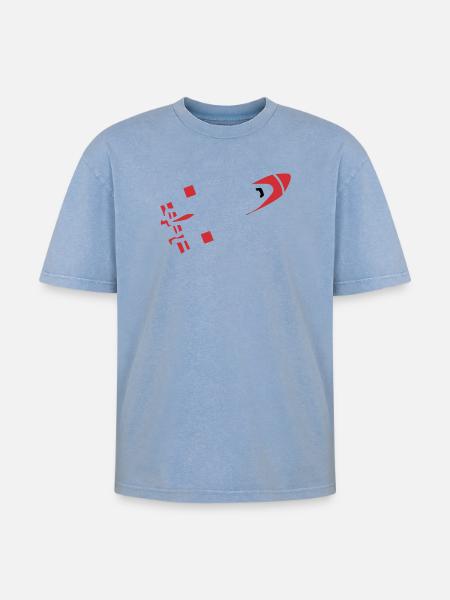 Abstract Rocket Silhouette - Oversized Unisex Premium Acid-Washed T-Shirt - acid washed blue