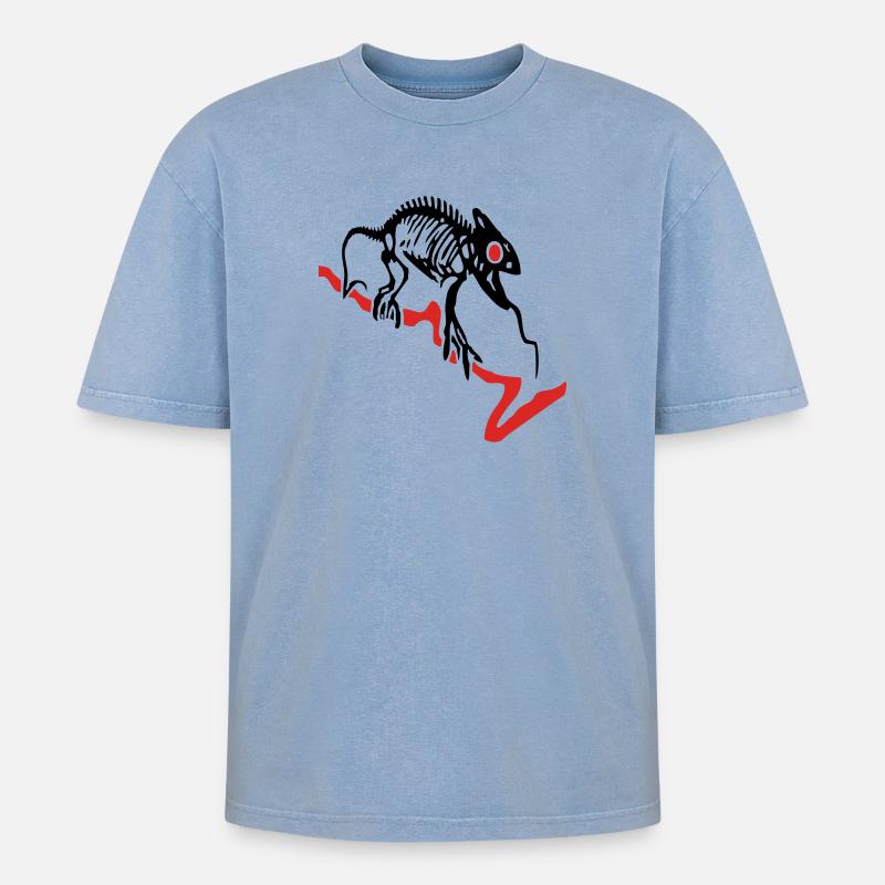 Gecko, Eidechse, Computer - Oversized Unisex Premium Acid-Washed T-Shirt - Blau Acid Wash