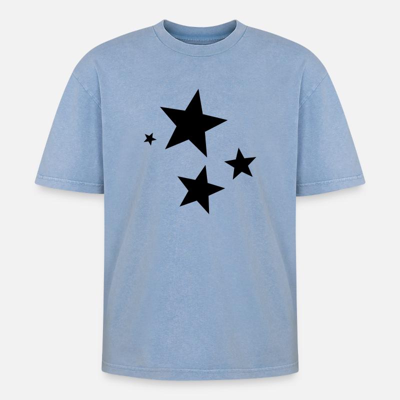 Star points - Oversized Unisex Premium Acid-Washed T-Shirt - acid washed blue