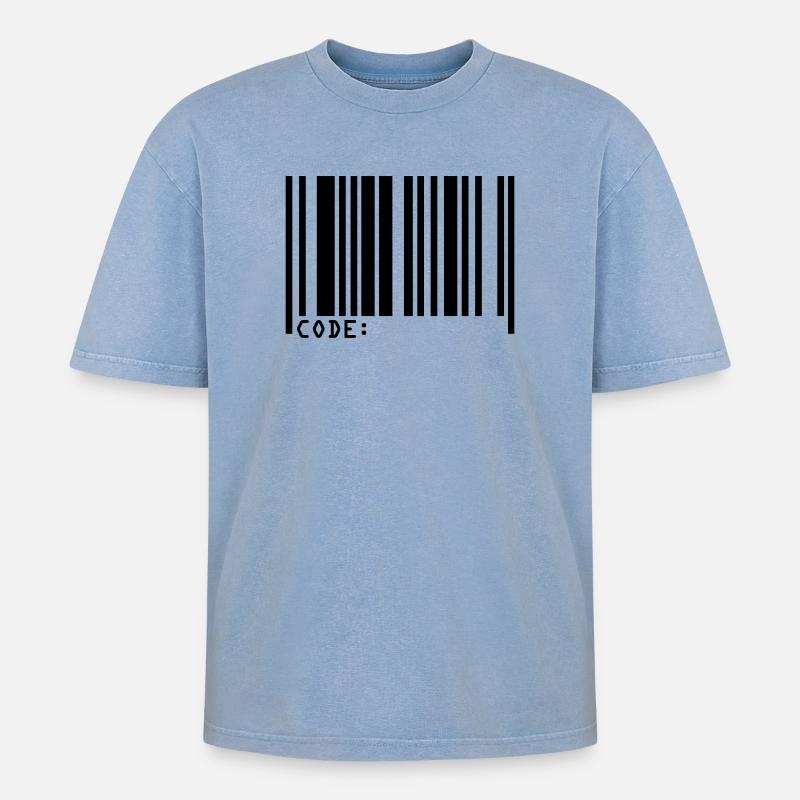 barcode - T-shirt Premium unisexe oversize acid-washed - bleu délavé acide