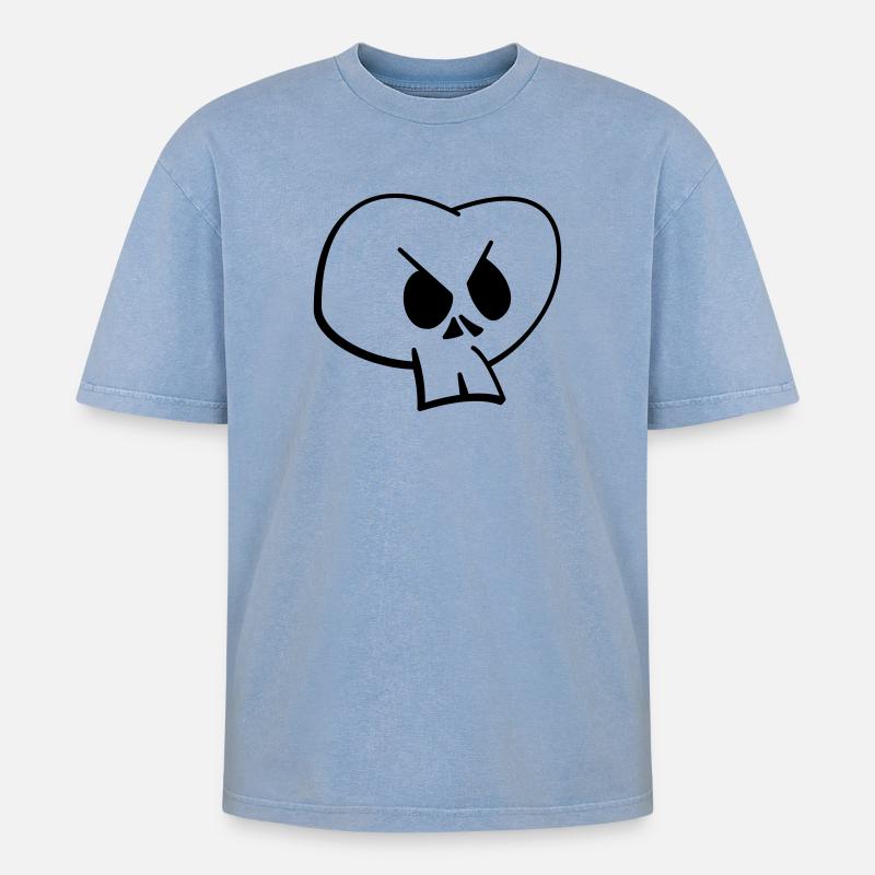Schädel - Oversized Unisex Premium Acid-Washed T-Shirt - Blau Acid Wash