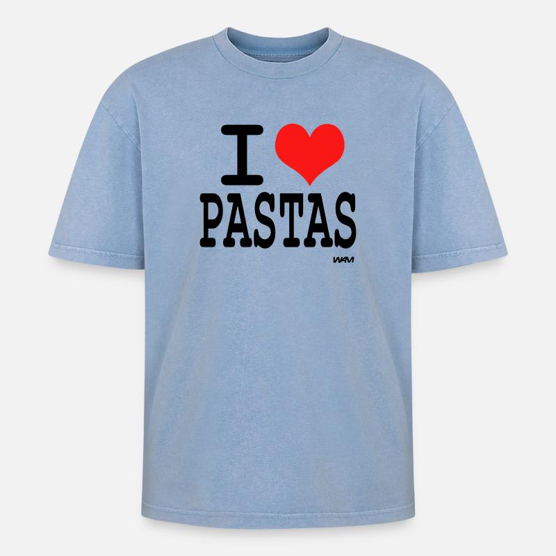 pastas - Oversized Unisex Premium Acid-Washed T-Shirt - Blau Acid Wash