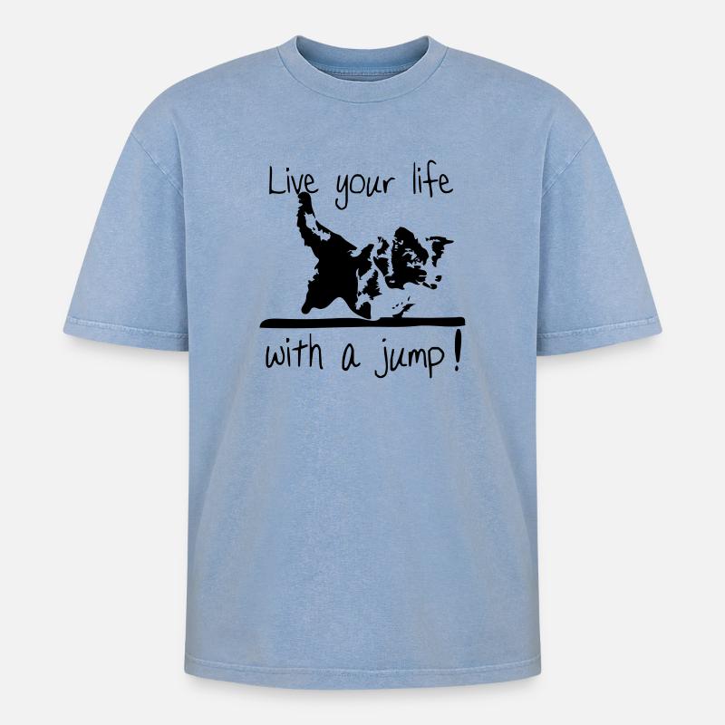 Border Collie - Agility - Oversized Unisex Premium Acid-Washed T-Shirt - Blau Acid Wash