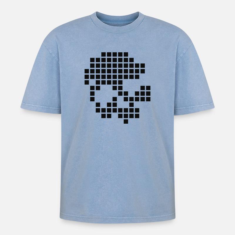 Crâne numérique - T-shirt Premium unisexe oversize acid-washed - bleu délavé acide