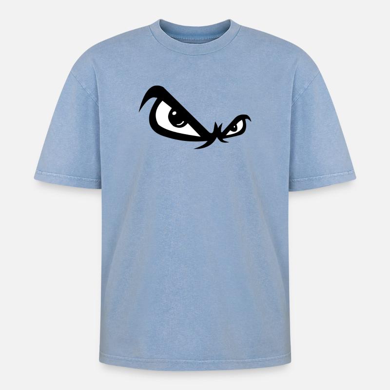 Böse Blick - Oversized Unisex Premium Acid-Washed T-Shirt - Blau Acid Wash