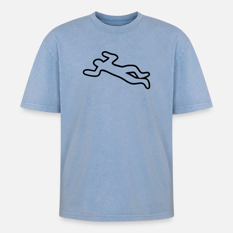 Leiche - Oversized Unisex Premium Acid-Washed T-Shirt - Blau Acid Wash