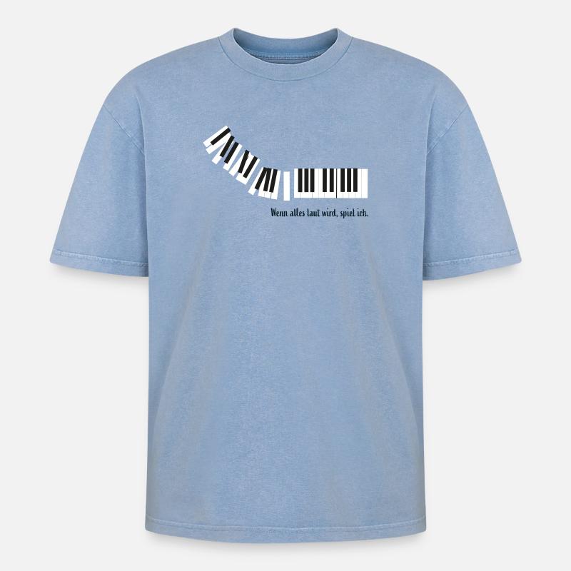 Wenn alles laut wird, spiel ich. - Oversized Unisex Premium Acid-Washed T-Shirt - Blau Acid Wash
