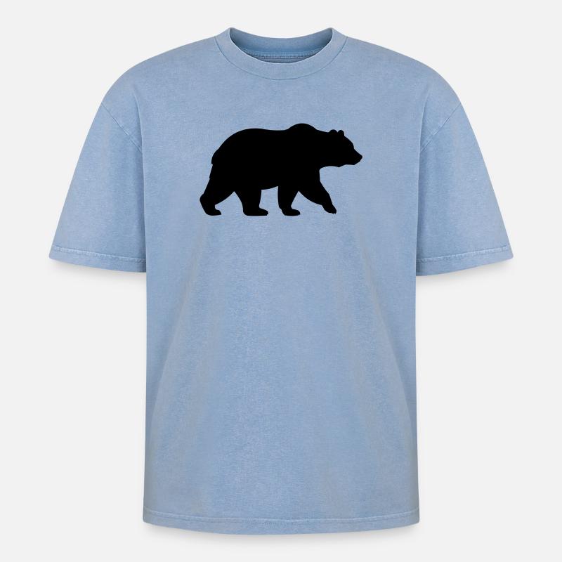 baer - Oversized Unisex Premium Acid-Washed T-Shirt - Blau Acid Wash