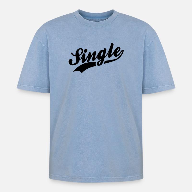 Einzelner - Oversized Unisex Premium Acid-Washed T-Shirt - Blau Acid Wash