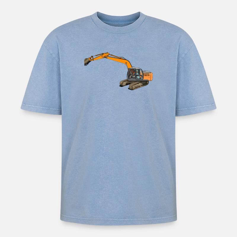 Löffelbagger greift ein - Oversized Unisex Premium Acid-Washed T-Shirt - Blau Acid Wash