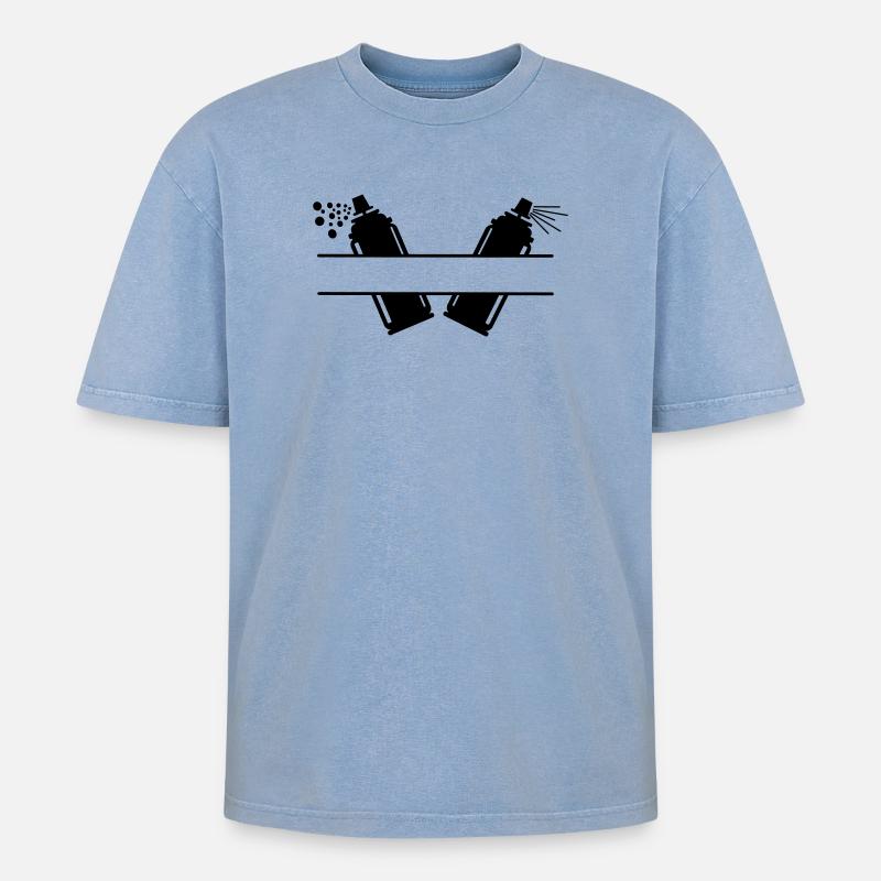 Two paint spray cans - Oversized Unisex Premium Acid-Washed T-Shirt - acid washed blue