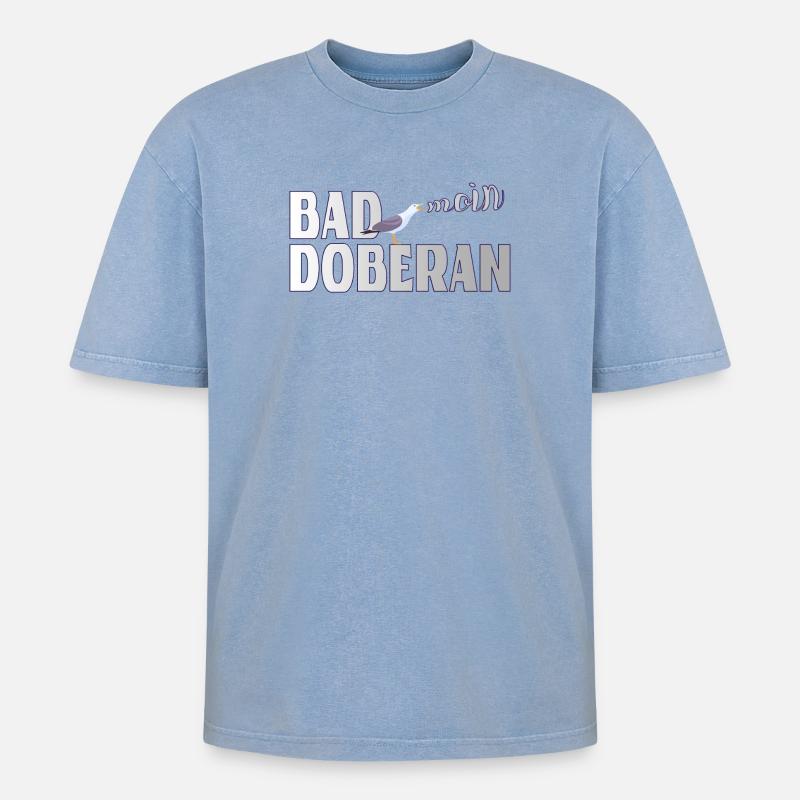 Möwe & Moin Bad Doberan Ostsee - Oversized Unisex Premium Acid-Washed T-Shirt - Blau Acid Wash